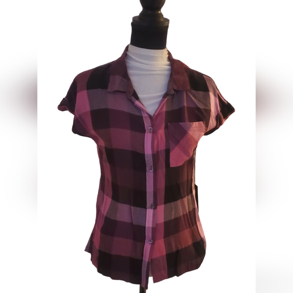 Rock & Republic Pink Plaid Blouse